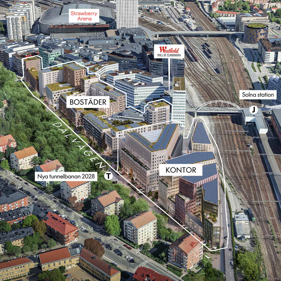 The next major phase: expanding with more offices, additional residential units, and the arrival of the Underground in 2028.