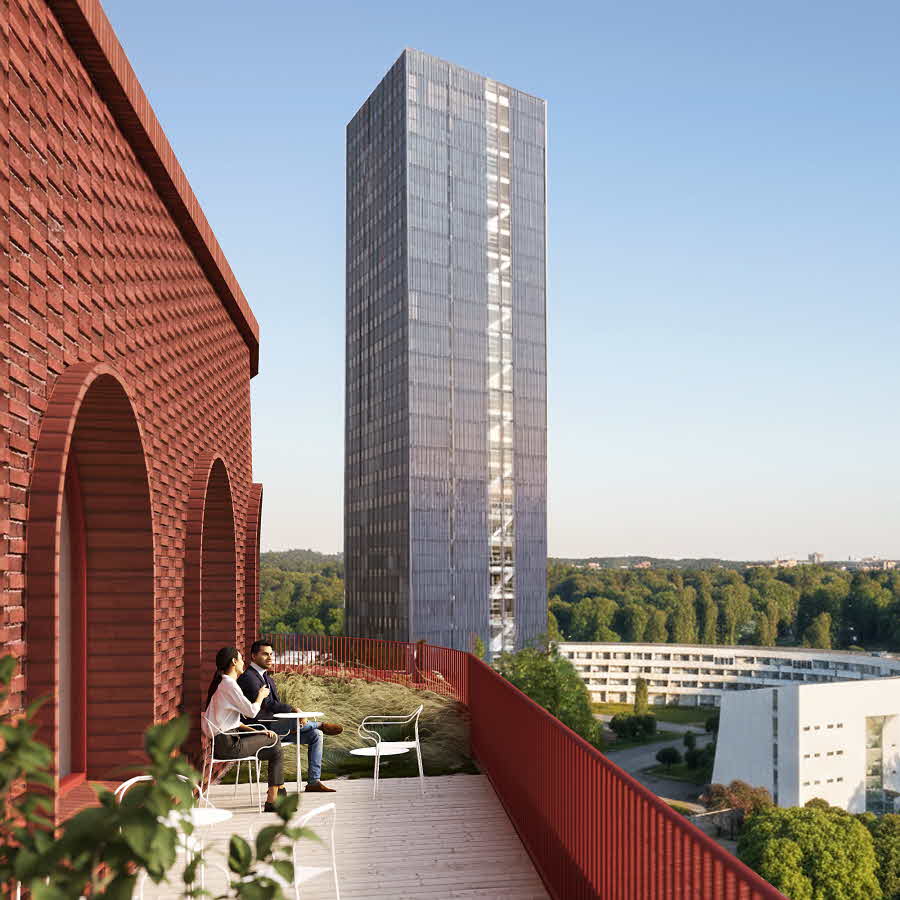 Utsikt över Wenner-Gren Center och Hagaparken