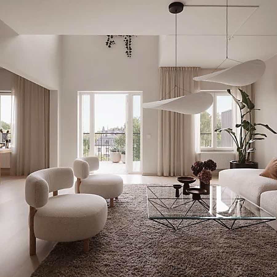 Bostäder med allt från unika stadsradhus på taket, till stora våningar och studiolägenheter.