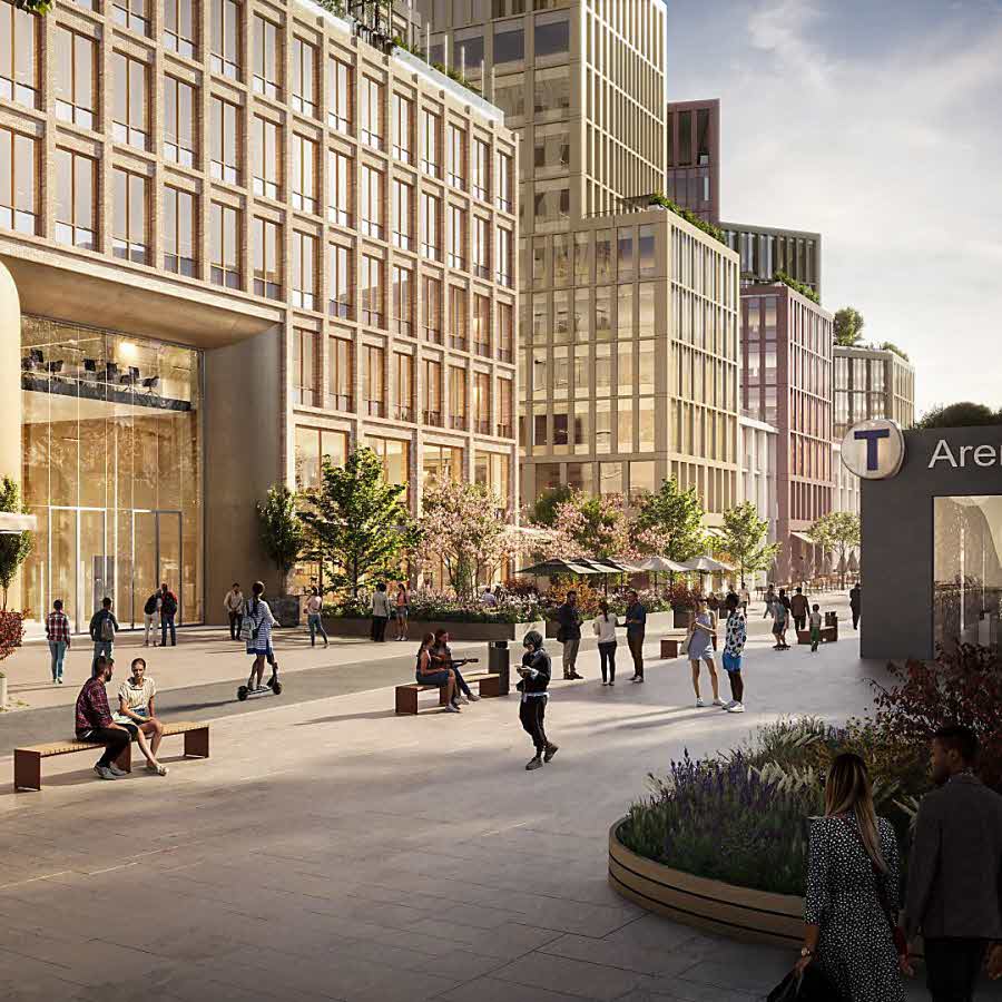 Tunnelbana precis utanför. 20 meter till nya gröna linjen — från kontoret till city på 7 minuter.